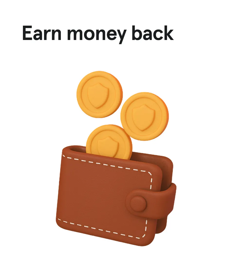Earn money back text with coins and wallet - Simple Card