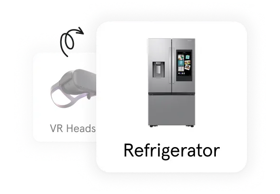 Illustration of a VR headset being swapped for a refrigerator as a covered device.