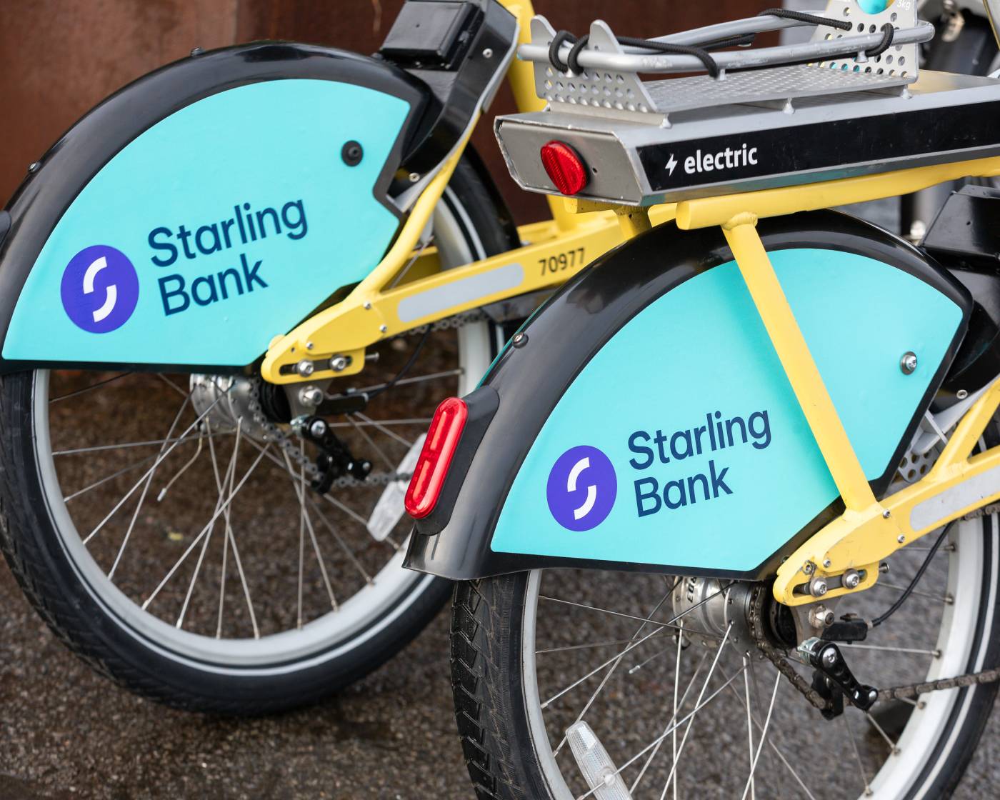Close up of wheel on starling bank bike