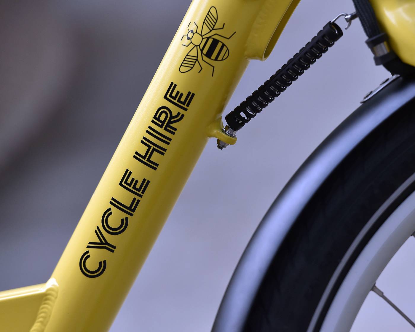 GM Bike hire cycle frame close-up