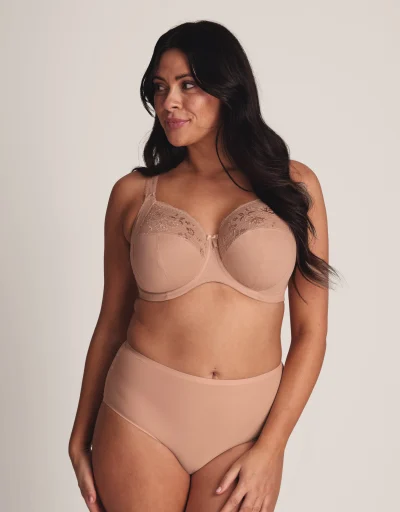  Womens Sexy Lace Bra Underwire Balconette Unlined Demi Sheer  Plus Size Cream Coffee 38F