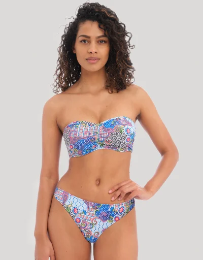 ACCESSORIZE FULLER BUST RIVIERA FLORAL MOULDED CUP BIKINI TOP BLUE TROPICAL  34E