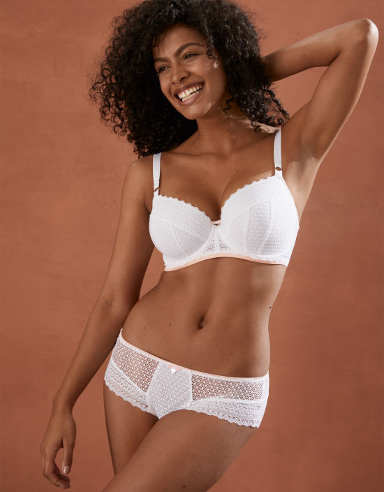 Lace Padded Half Cup Bra With Underwire
