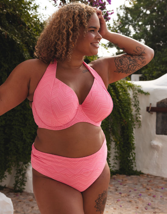 Womens Underwire Push Up Tankini Top Swimwear Top Only Tummy Control Swim  Tops For Large Bust Women Hot Pink