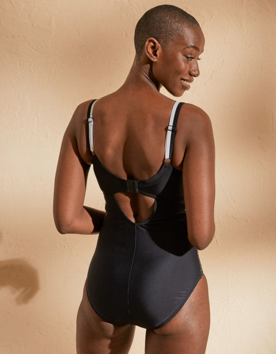 Iris Sports One-Piece Swimsuit by Speedo, Black, Sports Wired Swimsuit