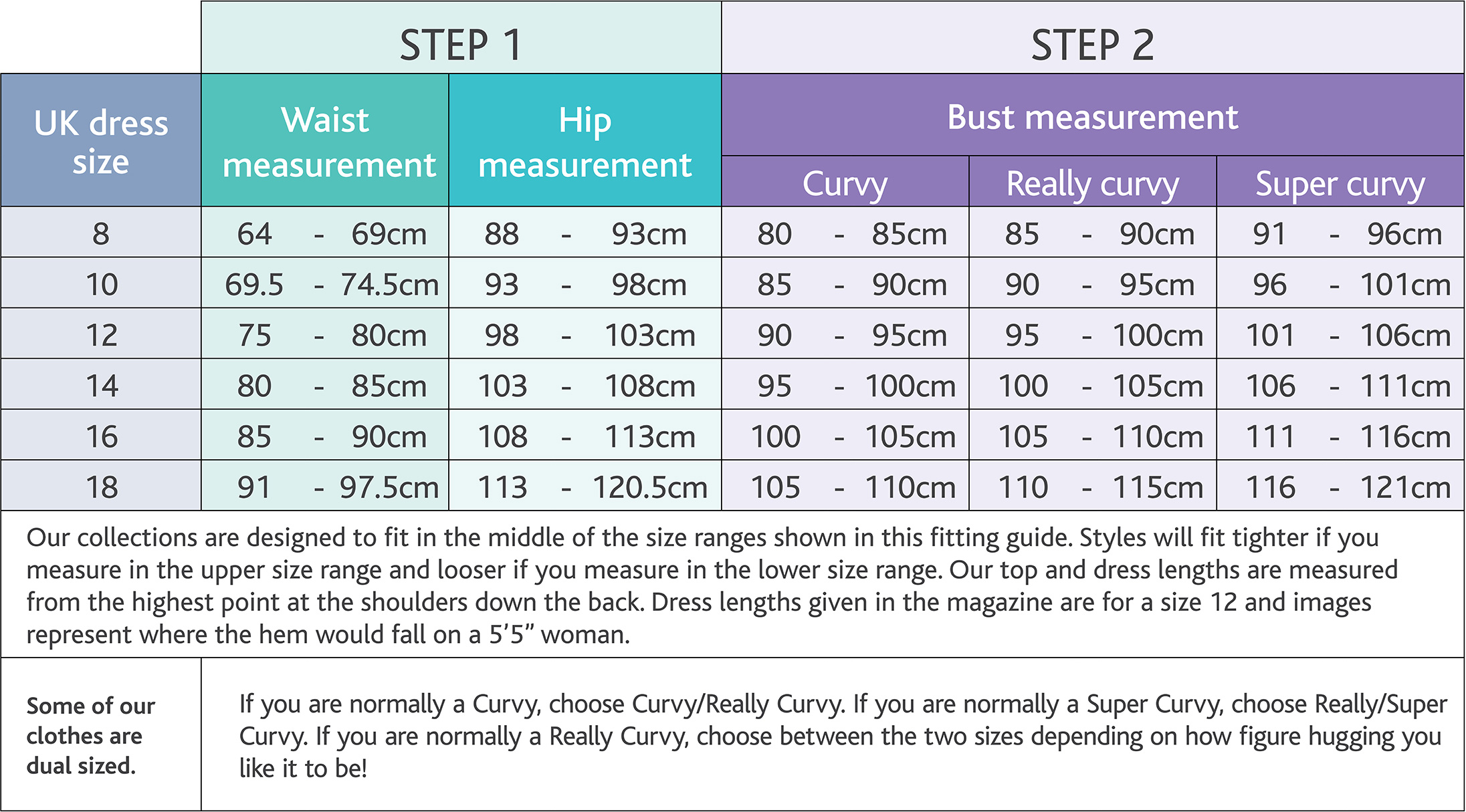 Curvi Shapewear Size Chart