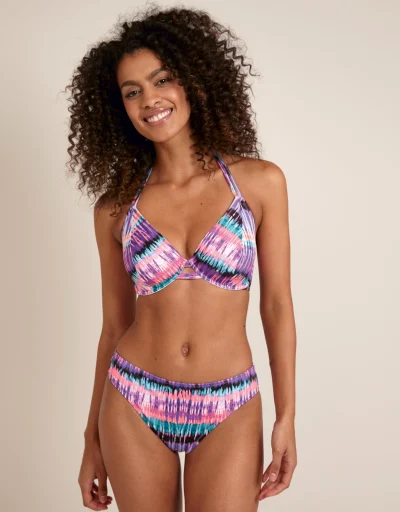 Arizona women bikini purple striped halter padded bra swimming top