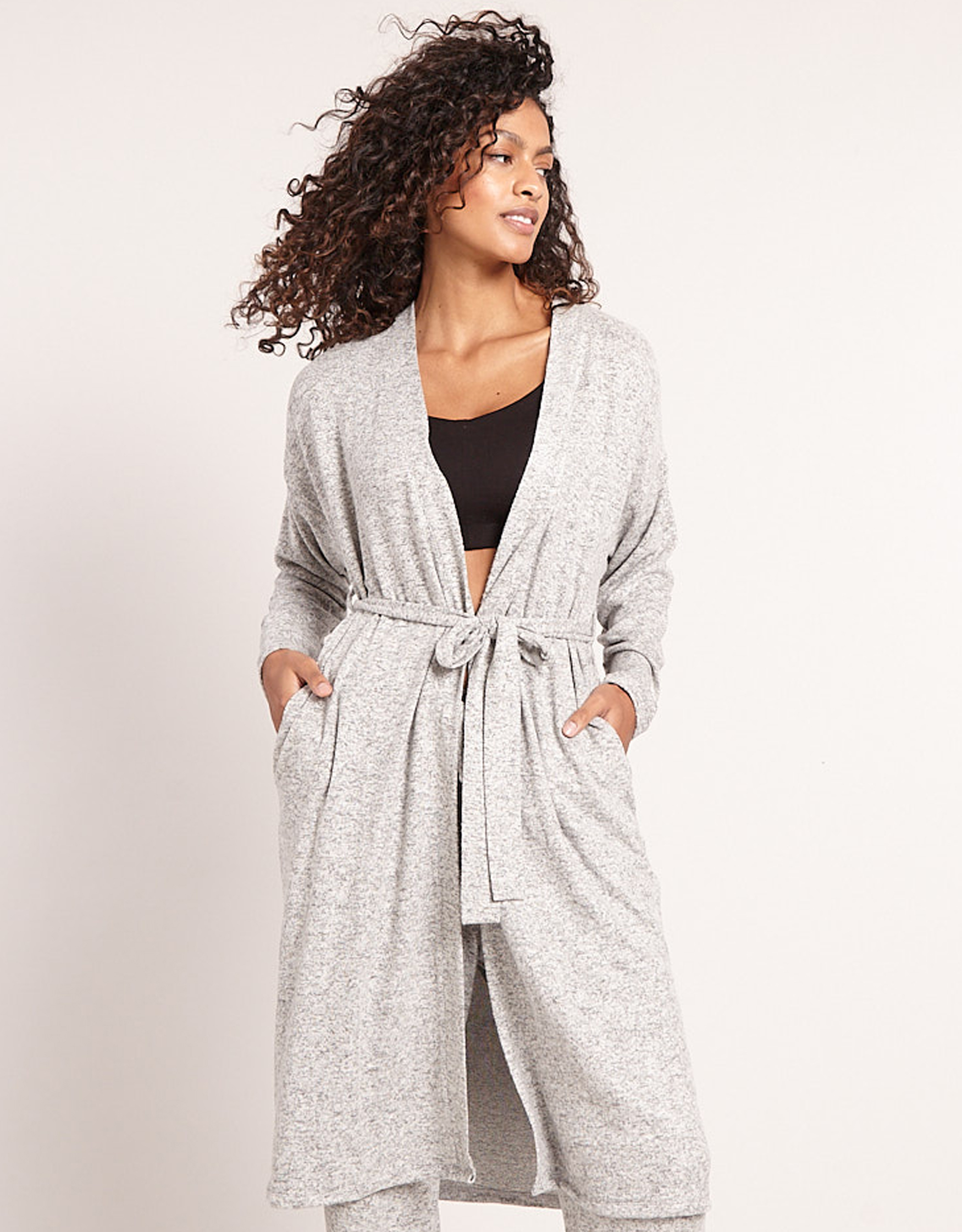 Loungewear Cardigan by Bravissimo Ice Grey Robe