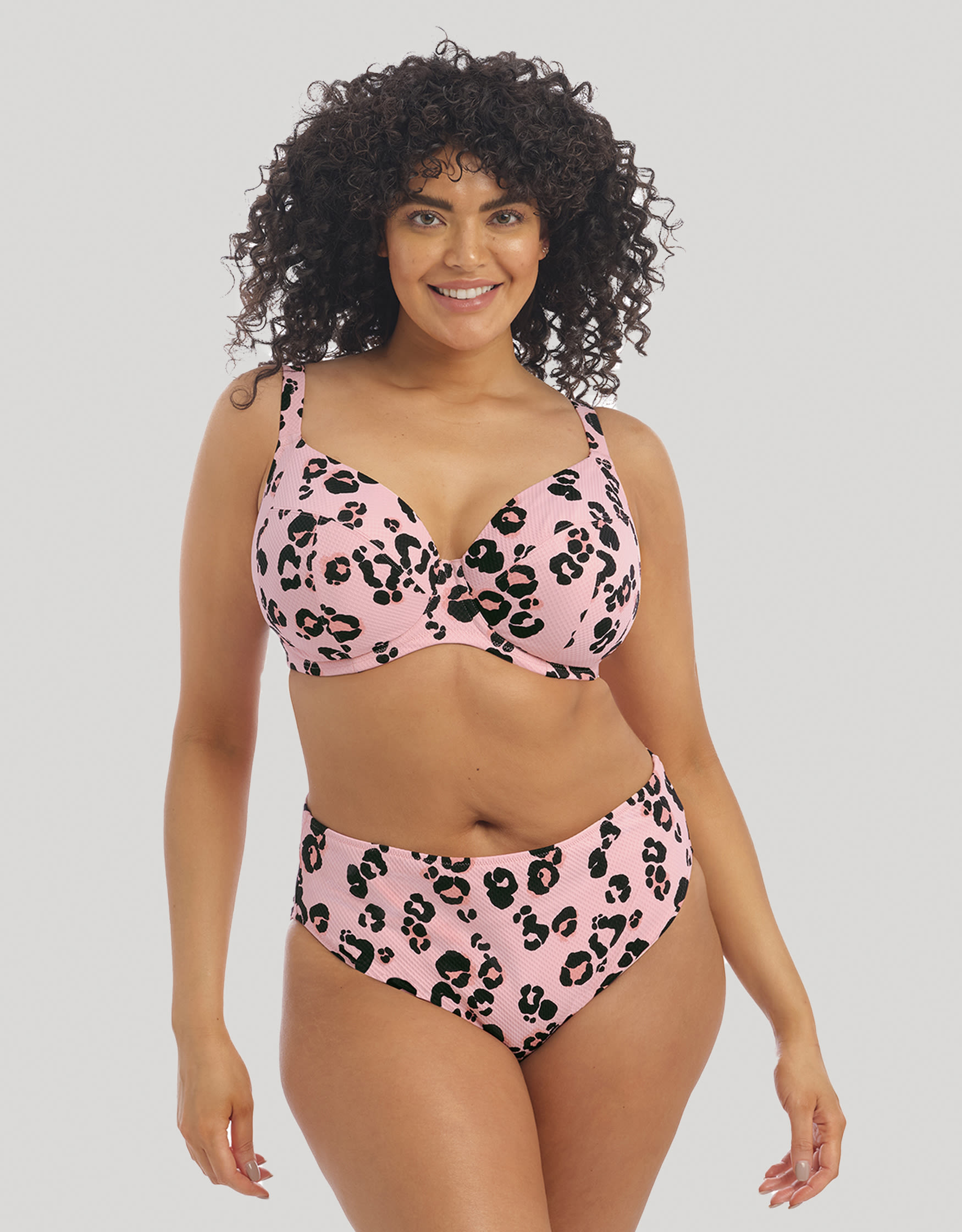 Elomi Swim Kambuku Leopard Bandeau Bikini Top, Pink, 38H 