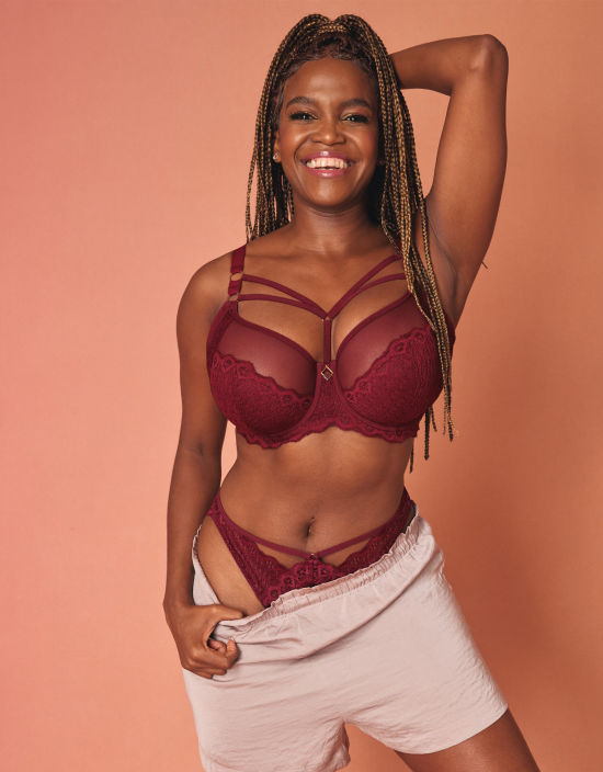 Personalize Your Own Plus Size Burgundy Brief Panties With Lace