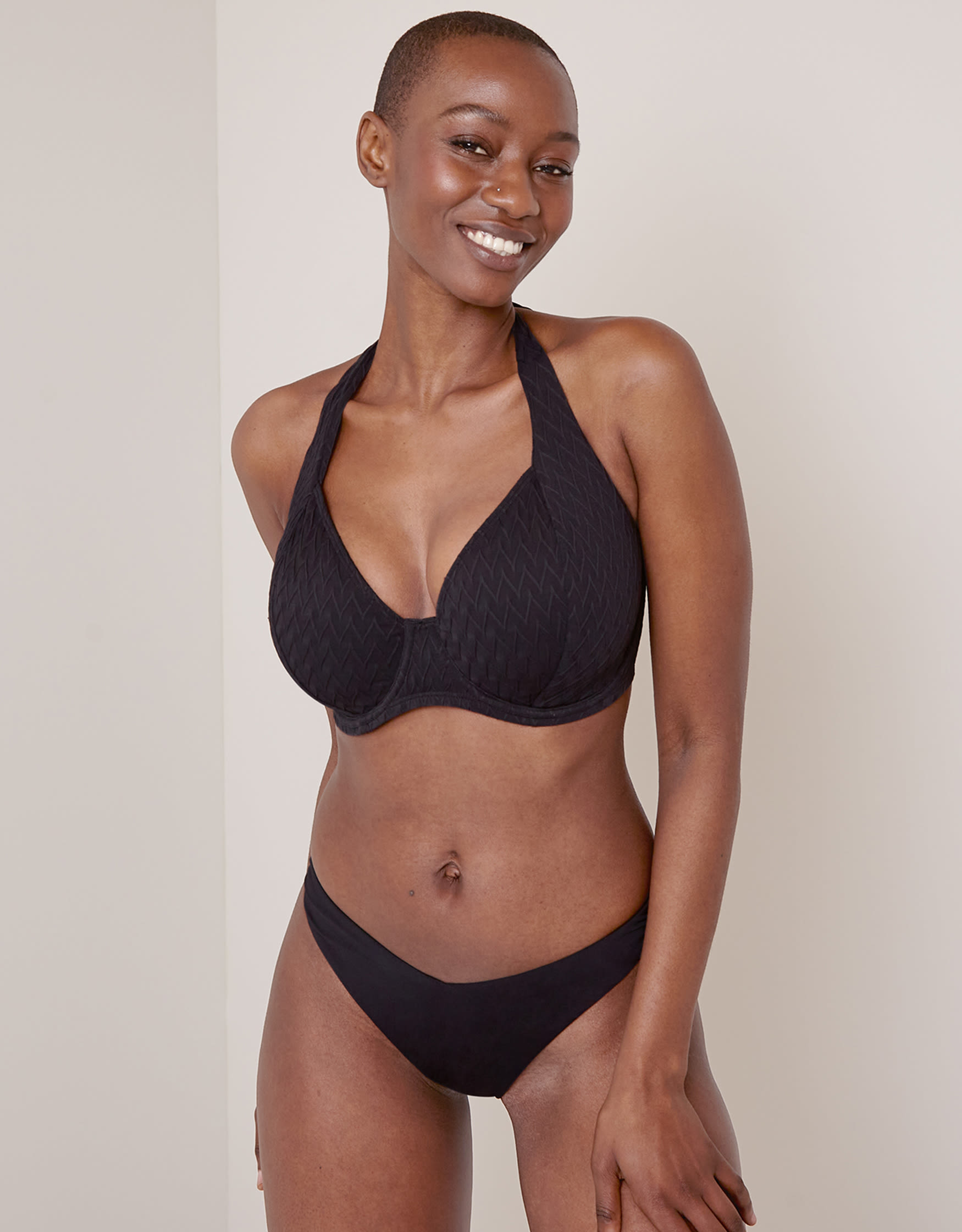 Black Mix & Match Fabric Scoop Bikini Top