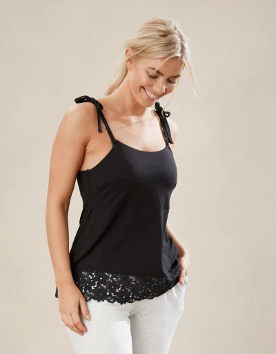 Women'S Shell-Trimmed Basic Camisole Top With Removable Breast