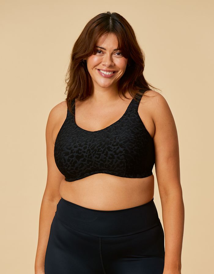 Inspire High Impact Sports Crop by Bravissimo Black Wired