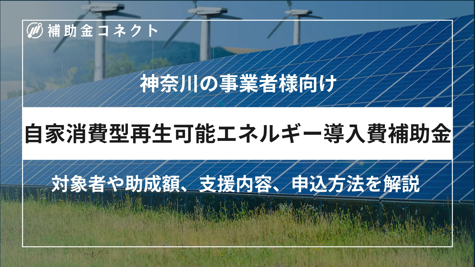 神奈川県自家消費型再生可能エネルギー導入費補助金とは？対象者や補助額、対象設備、申請時の注意点を解説のイメージ