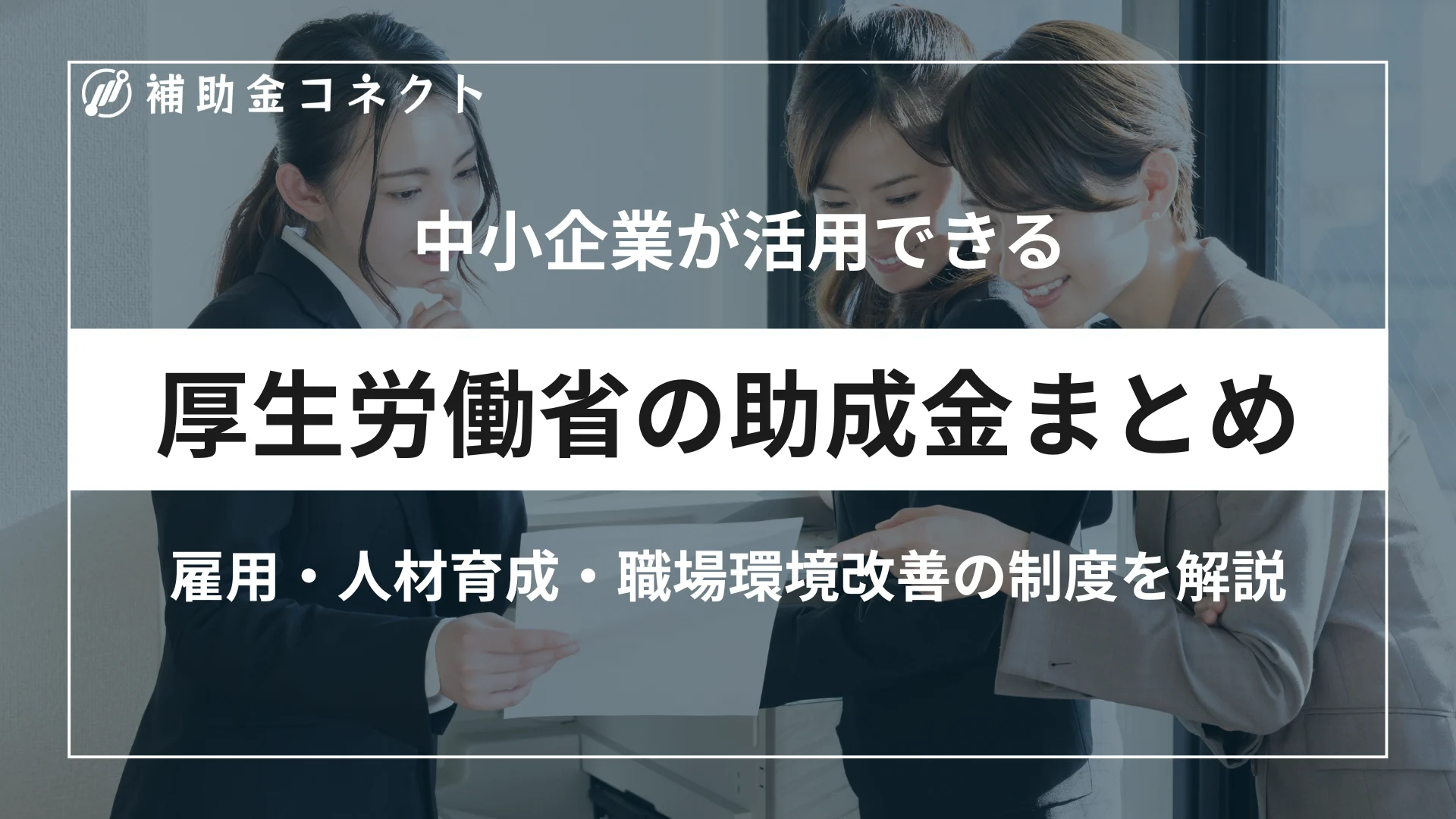 厚労省の助成金まとめ｜中小企業が活用できる雇用・人材育成・職場環境改善の制度を解説のイメージ