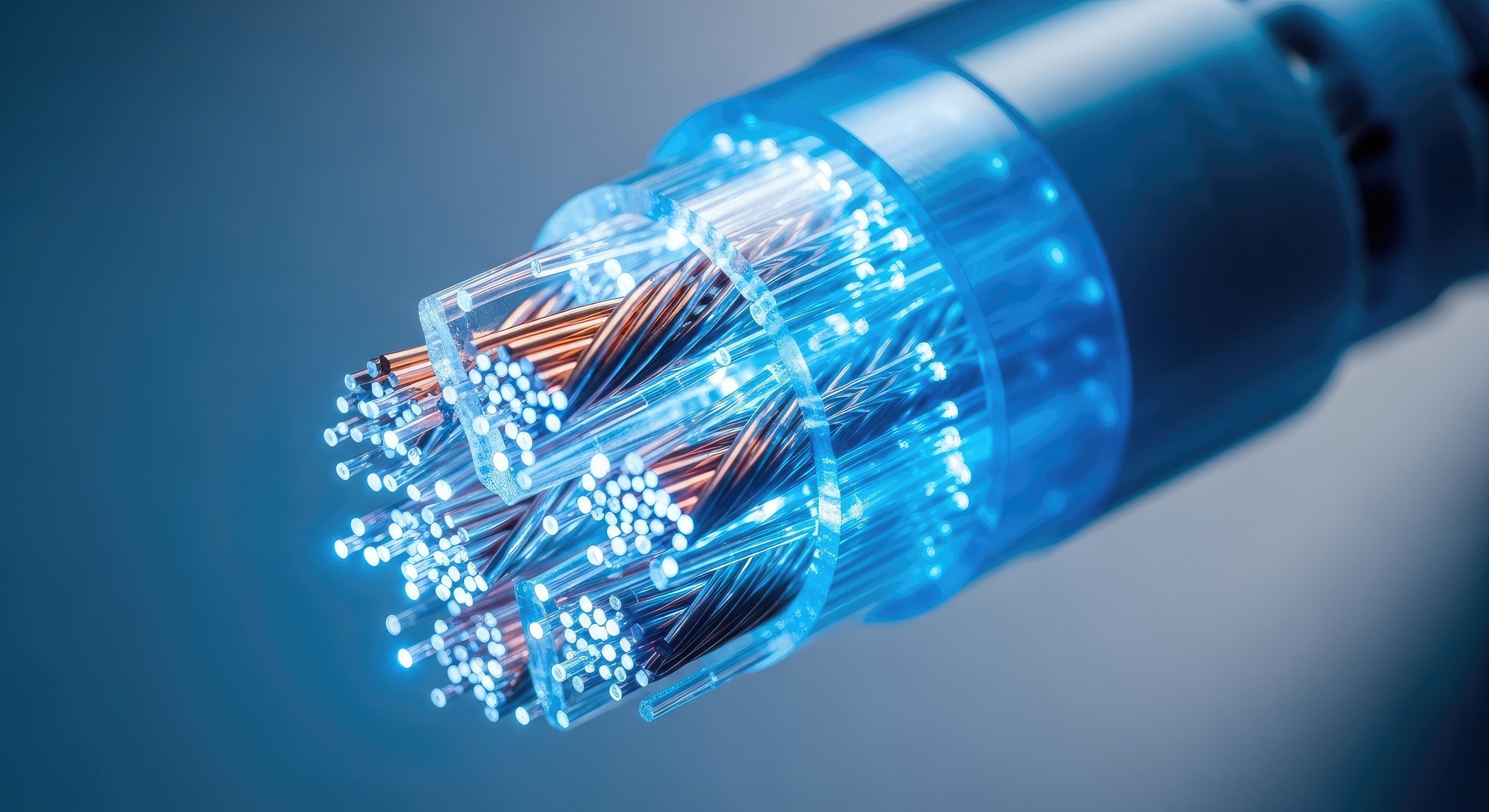 Close up of fibre optic cable