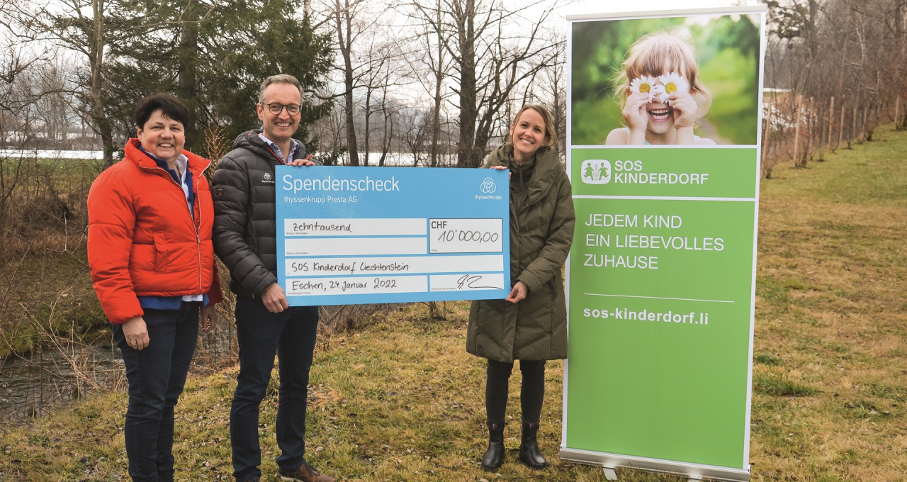 ThyssenKrupp Presta AG donates CHF 10'000 to SOS-Kinderdorf Liechtenstein