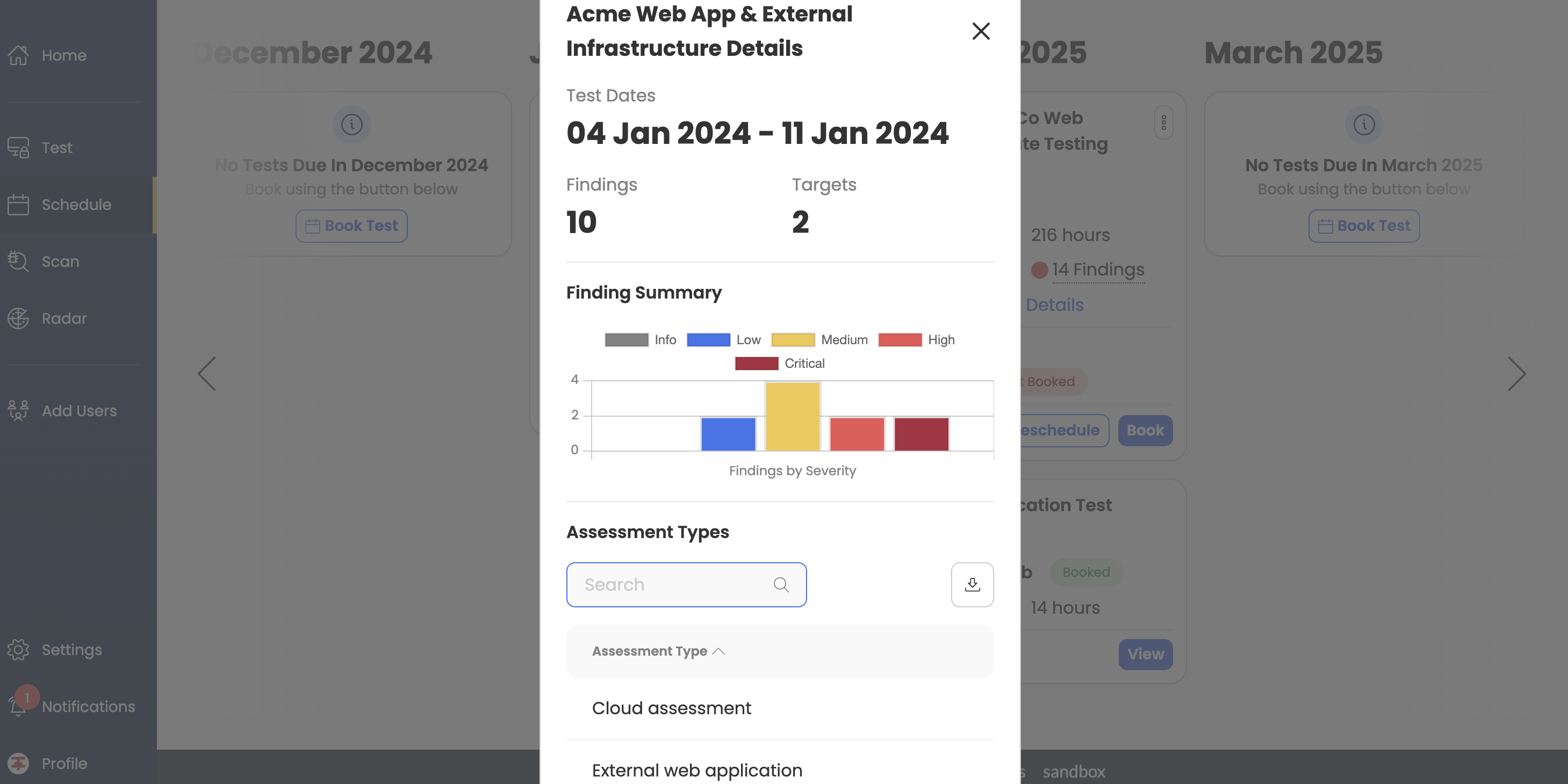 External Infrastructure dashboard