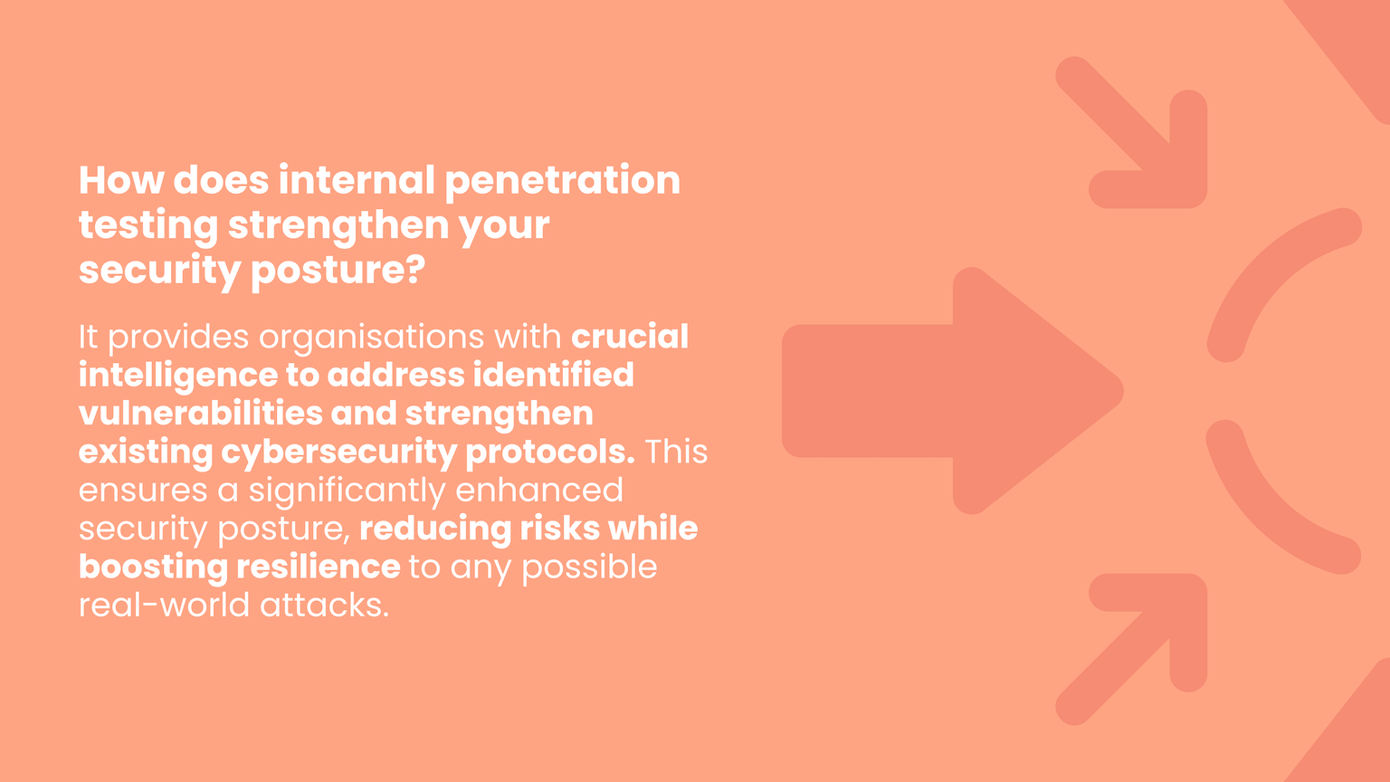 Coral-coloured background with white text explaining internal penetration testing benefits and security protocols