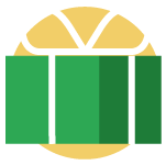 Illustration of a box wrapped with a bow in front of a yellow circle