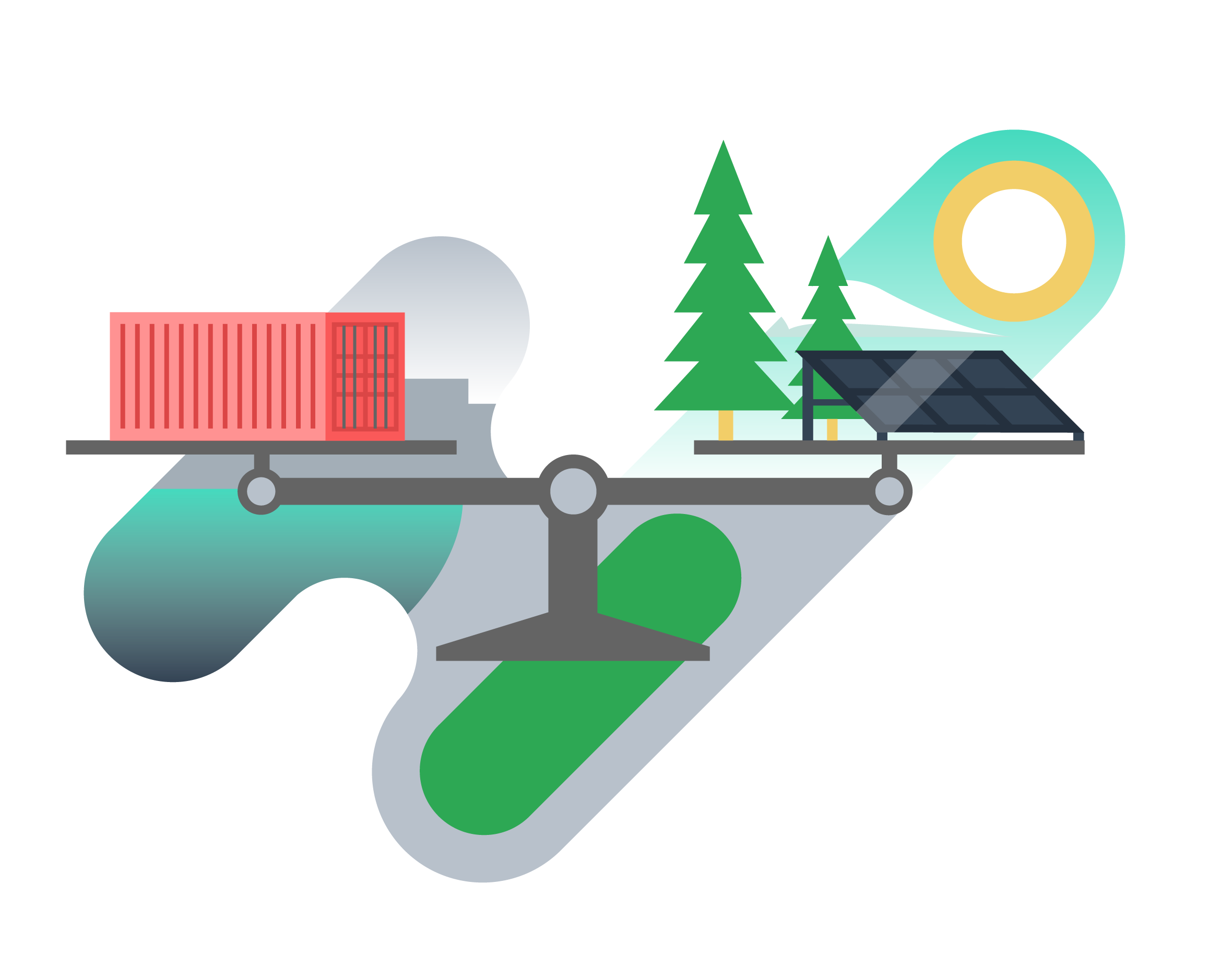 Illustration of a balance scale at equilibrium 