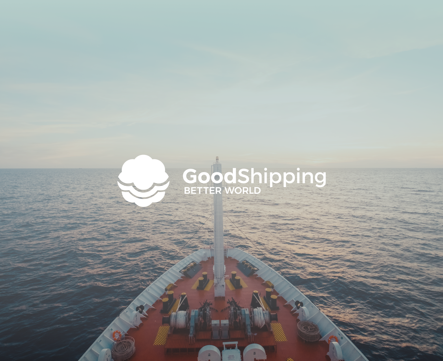 GoodShipping logo on top of an image of the bow of the ship