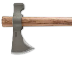 Focus of the axe head of the Woods Chogan Axe.