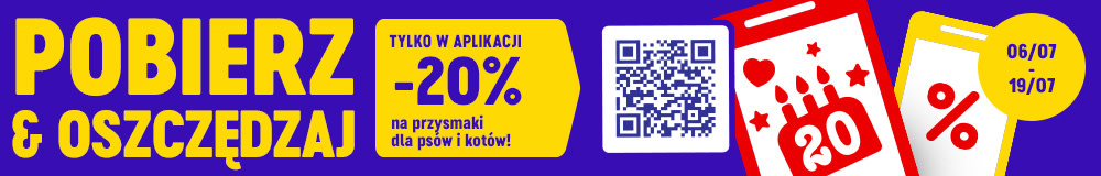 Pobierz i oszczędzaj tylko w aplikacji -20% na przysmaki dla psów i kotów