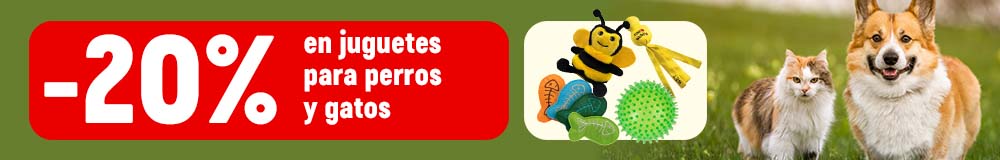 20% de descuento en juguetes para perros y gatos