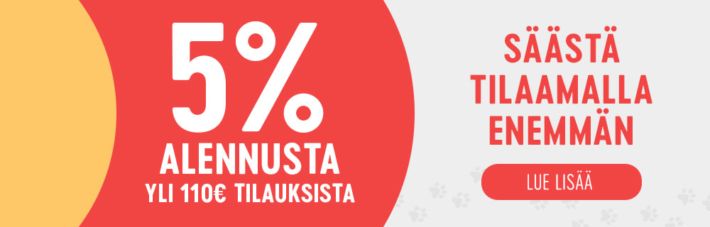5% alennusta yli 110€ tilauksista