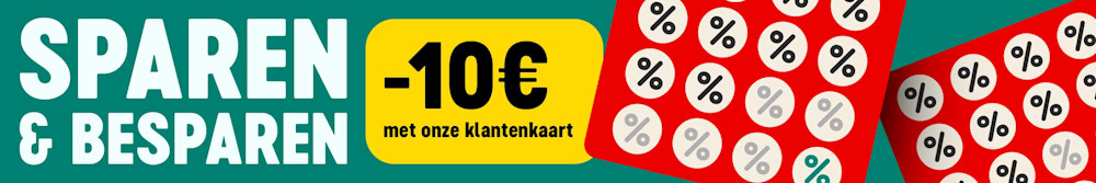 Spaar en bespaar: €10 korting met onze klantenkaart! Lees meer.