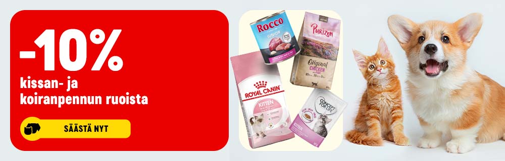 -10% kissan- ja koiranpennun ruoista. Säästä nyt.