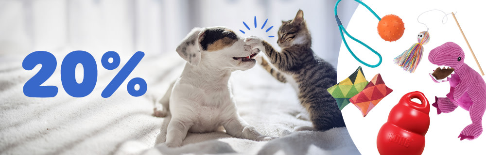 20% de remise sur une sélection de jouets pour chiens et chats !