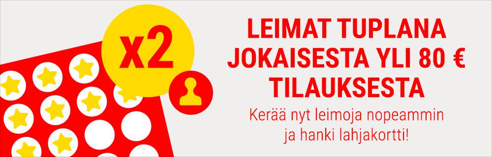 Tupla leimat yli 80 € tilauksiin