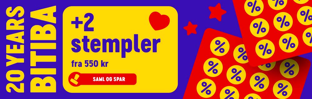 20 YEARS BITIBA: +2 stempler fra 550 kr. SAML OG SPAR.