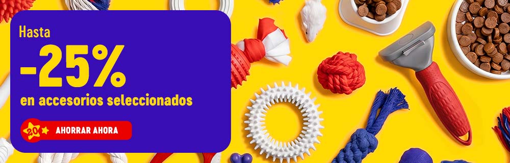 Hasta 25 % descuento en accesorios para perros y gatos