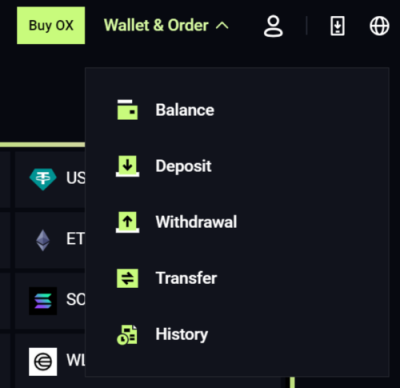 wallet dropdown