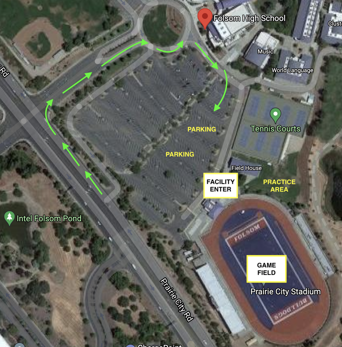 Arrival Map   Folsom HS 