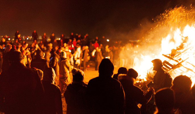 New years eve bonfire in Iceland