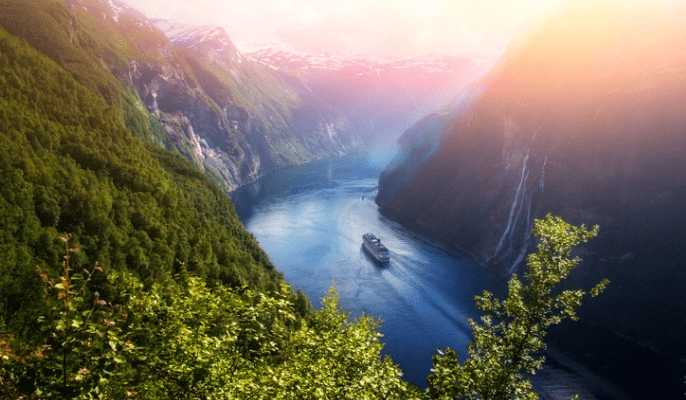 river cruise in a mountain valley