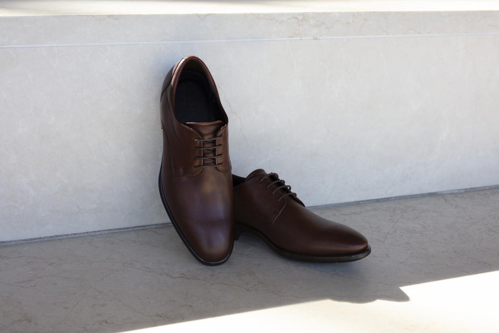 Men's ECCO® Citytray Leather Derby Shoe | Brown