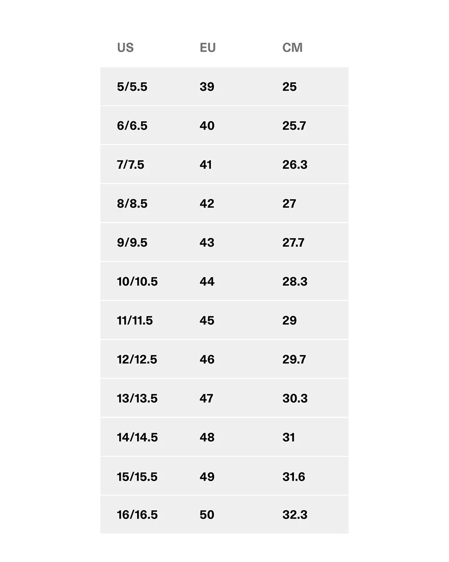 Men s shoe size chart See our US size guide for men