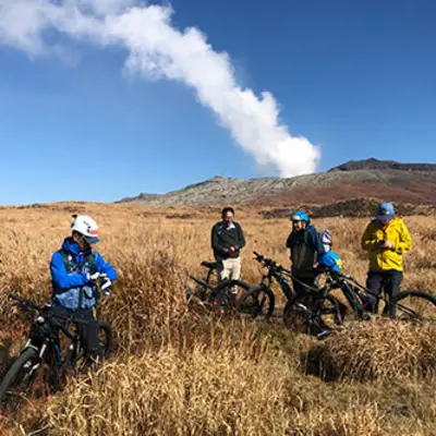 Explore the life around Kyushu's majestic volcano by foot and e-bike