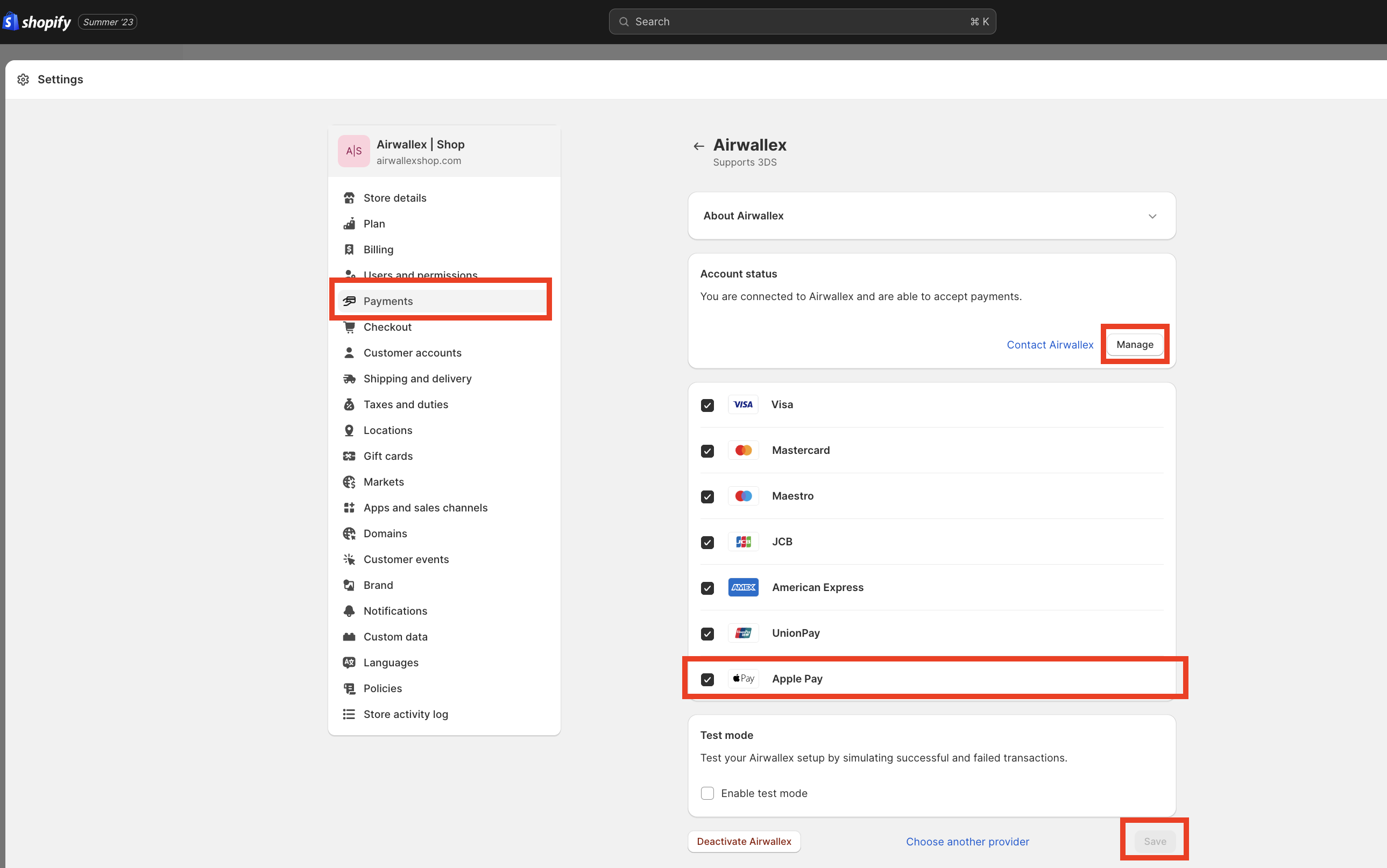 Settings Page