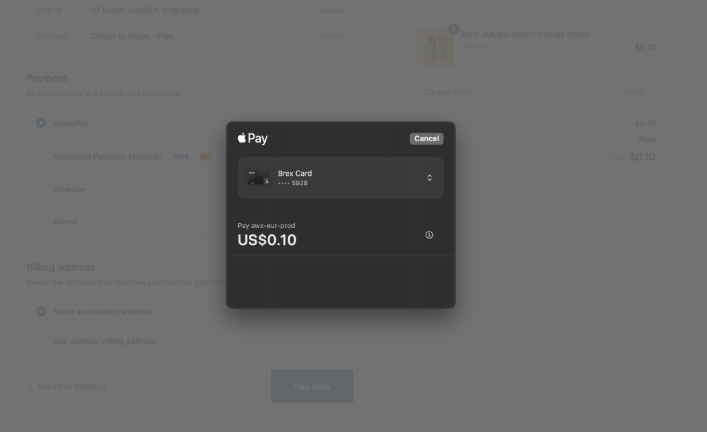 Apple Pay Shopline Payment Page Cart