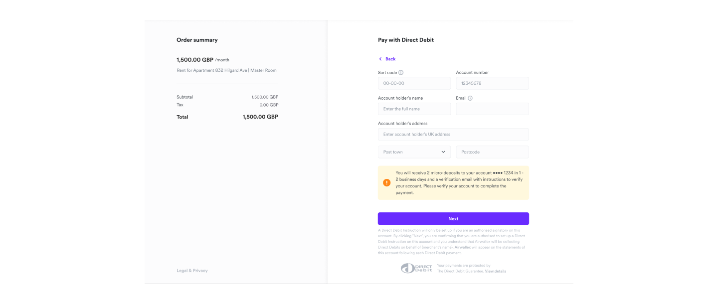 BACS - Pay with Direct Debit