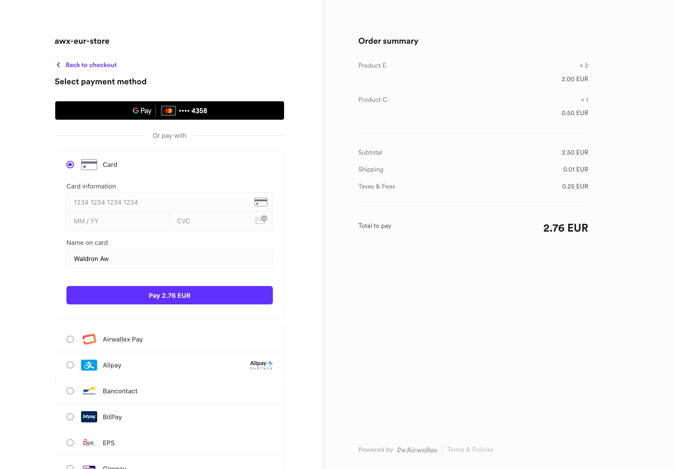 Shopline Checkout Page (Redirect)