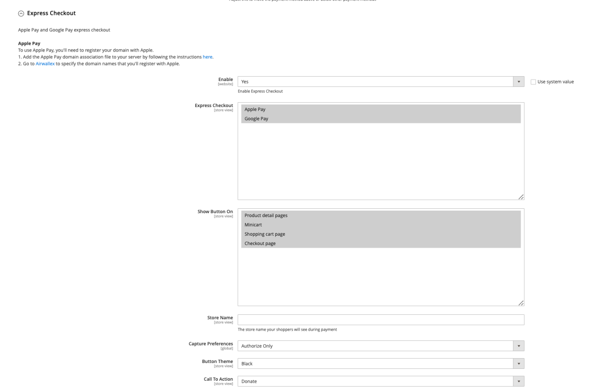 Magento Settings