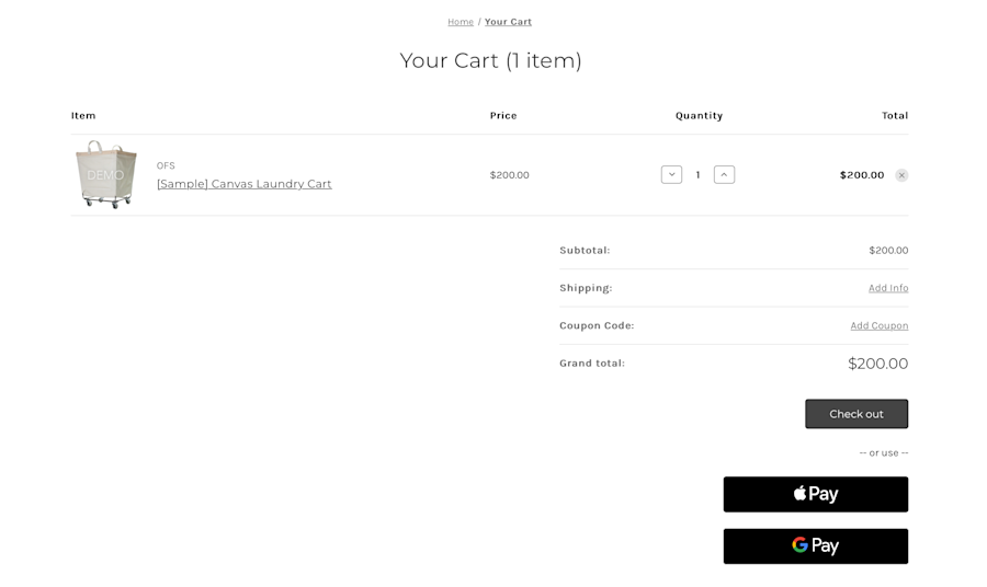 Bigcommerce Cart Page