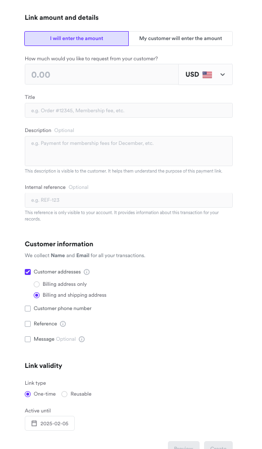 Payment Link Creation Flow